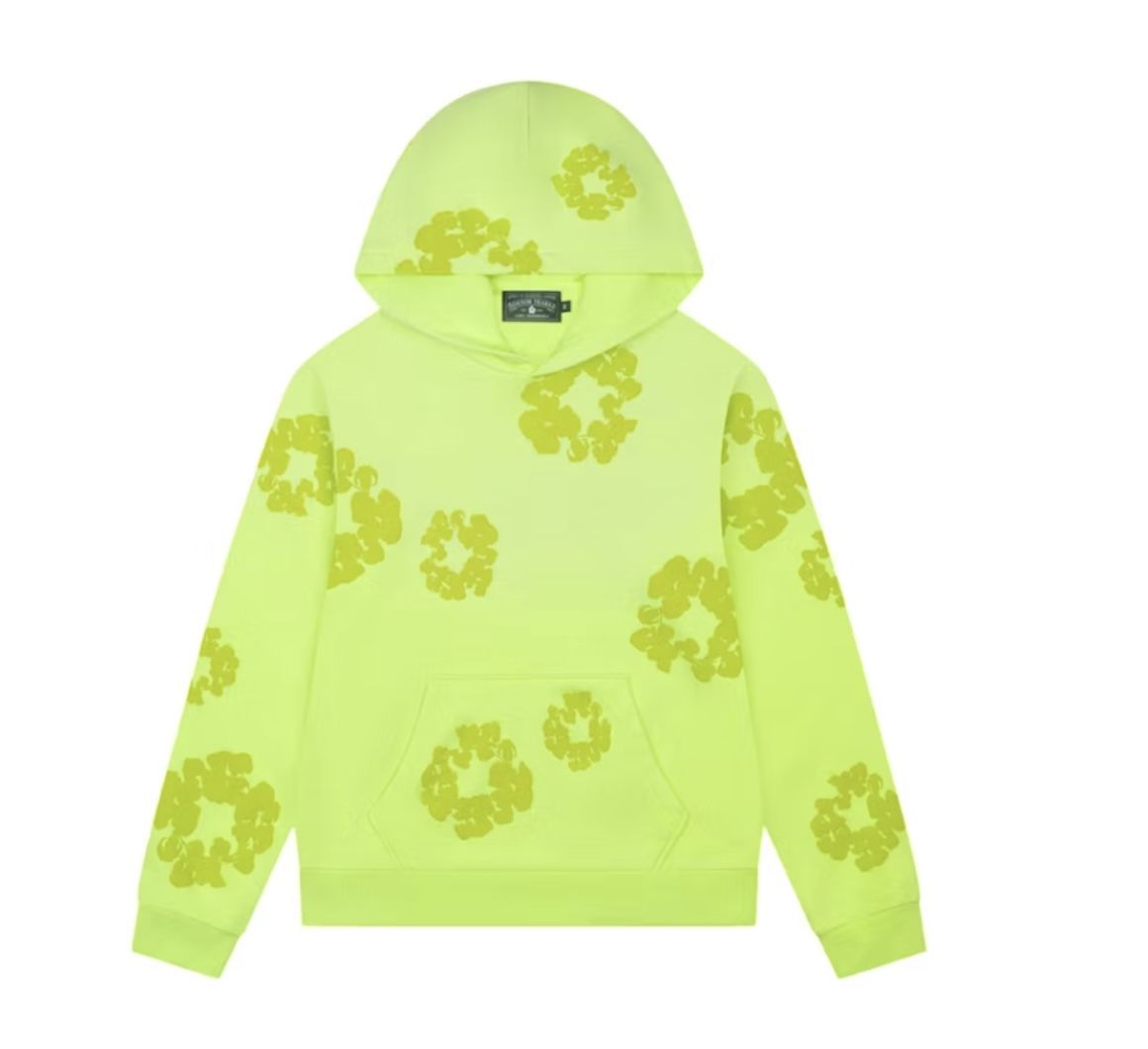 Denim Tears Mono Cotton Wreath Hoodie Neon Green Large New