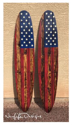 6' wood American Flag surfboard