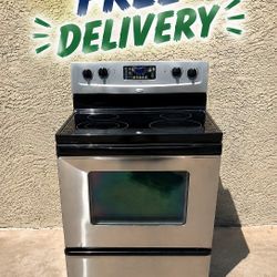Whirlpool Stainless Steel Glass Top Electric Range - Works Great
