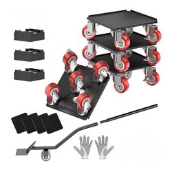 LOYAL TIGER Heavy Duty 1500LBS Furniture Dolly & Movers With 5X 360° Wheels - Carbon Steel Panel & Non-Slip Casters, Includes Lifter Jacks, Gliders Fo
