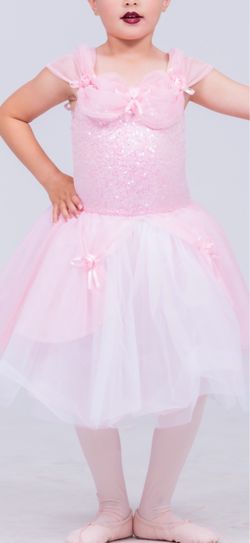 Girls’ Pink Dance Costume – Sparkly Tulle Dress