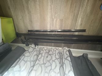 Queen bed, box spring, and frame.