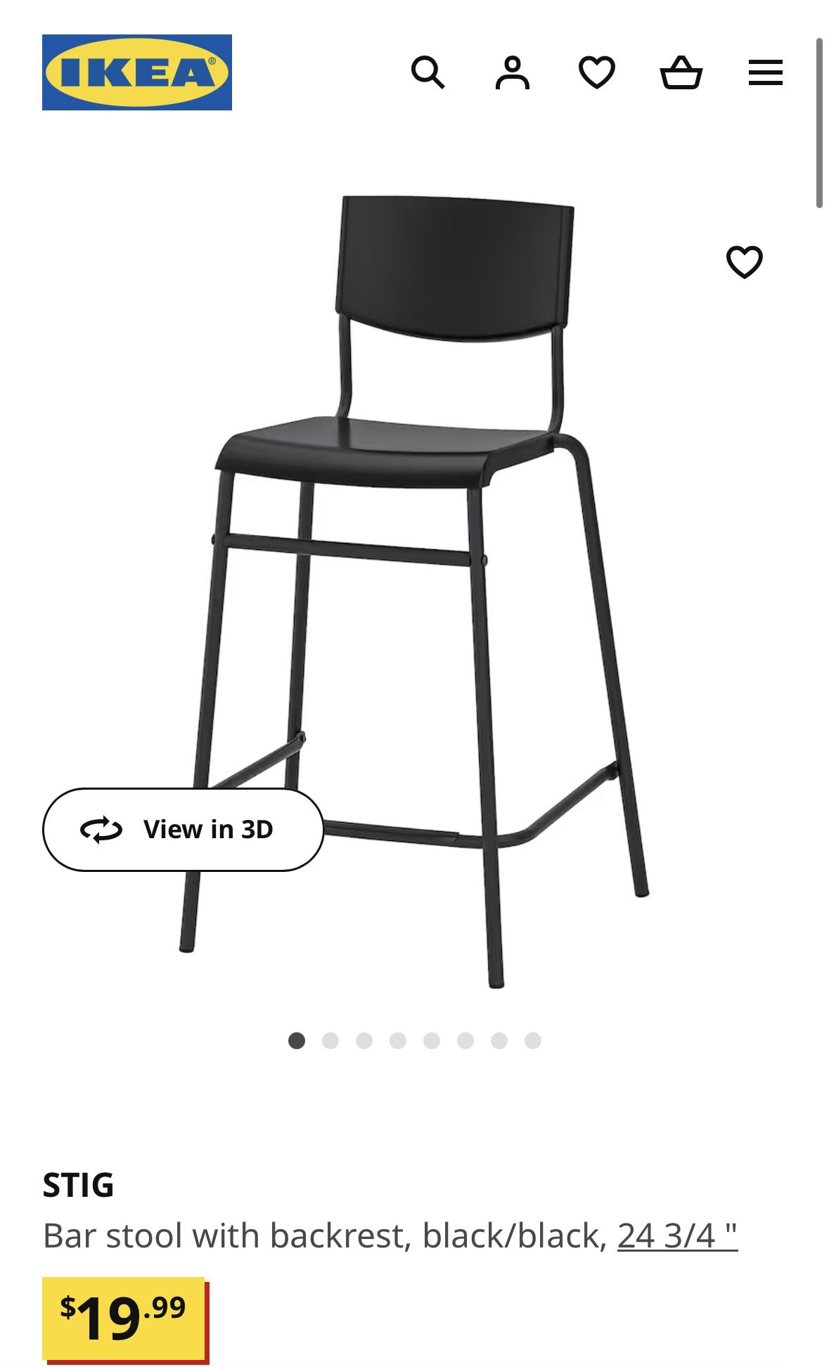 3 IKEA STIG Bar stool chairs w/ back