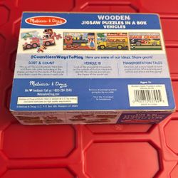 Melissa And Doug Vehicle Wooden Puzzles In A Box