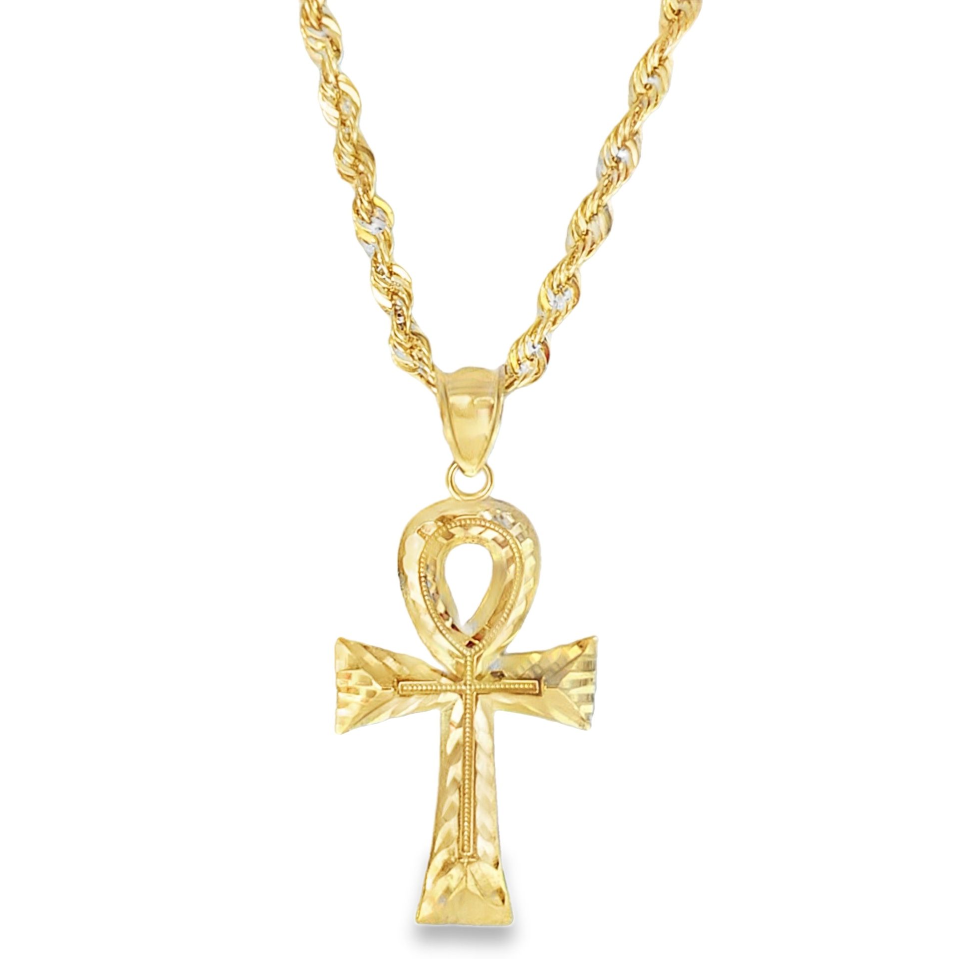 10k Yellow Gold Ankh Pendant Necklace