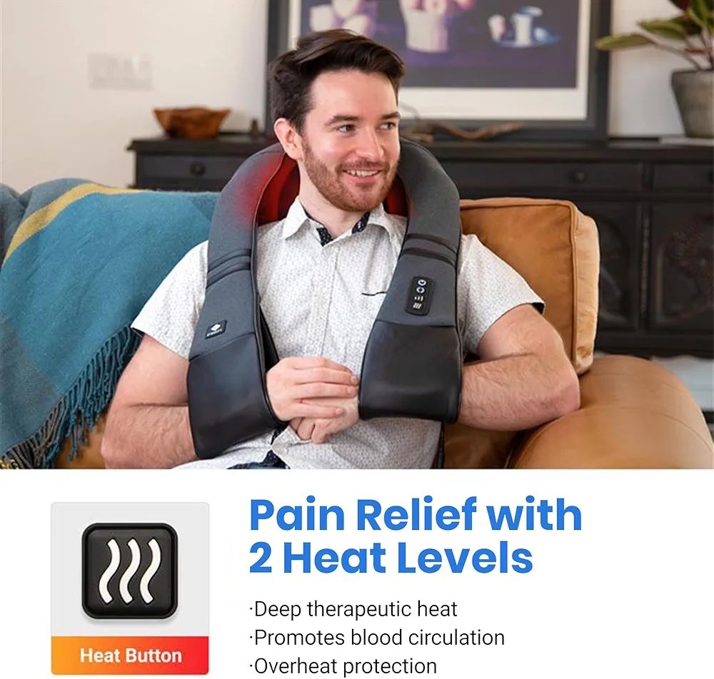 Etekcity Cordless Shiatsu Massager with Heat for Back and Shoulder Pain Relief