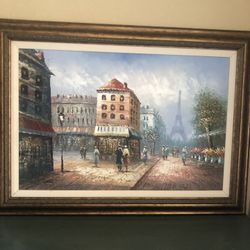  Beautiful Oil Painting  By Artist Burnette - Paris Street Market