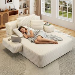 Boneless Chaise Lounge Oversized Chair Convertible Sleeper Cloud Corduroy