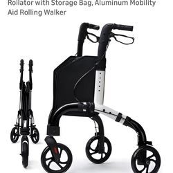 Retaoldth 3 Wheel Rollator Walker for Seniors, Foldable with Storage Bag