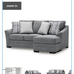 Ashley Furniture reversible chaise sofa with chair and ottoman (pillows included)