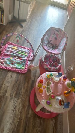 Baby Girl Lot – Walker, Bouncer, Play Mat