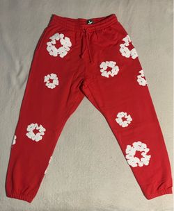 100% Authentic Denim Tears The Cotton Wreath Sweatpant Red Size Large