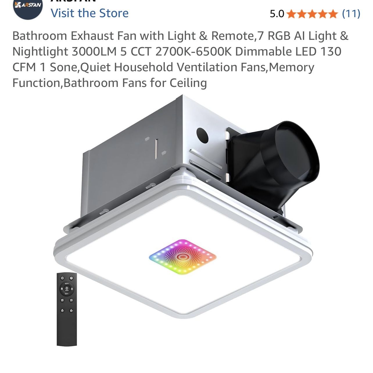 New In Box, Bathroom Exhaust Fan With Light