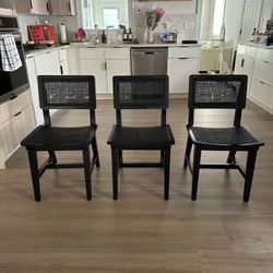 Black Wicker Chairs - Set Of 3