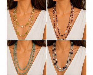 Pearls and semi precious long beaded necklaces