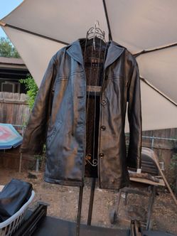 Black Leather Button-Front Jacketbrand as W New York by Winlit, vintage leather jacket