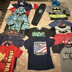 Boys Toddler 5T Marvels Avengers & Dc Comics Lot- 13Pc- Batman Spider-Man Captain America 