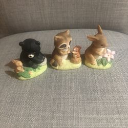 Homco Animal Figurines Bear, Bunny , Racoon and Rabbit 