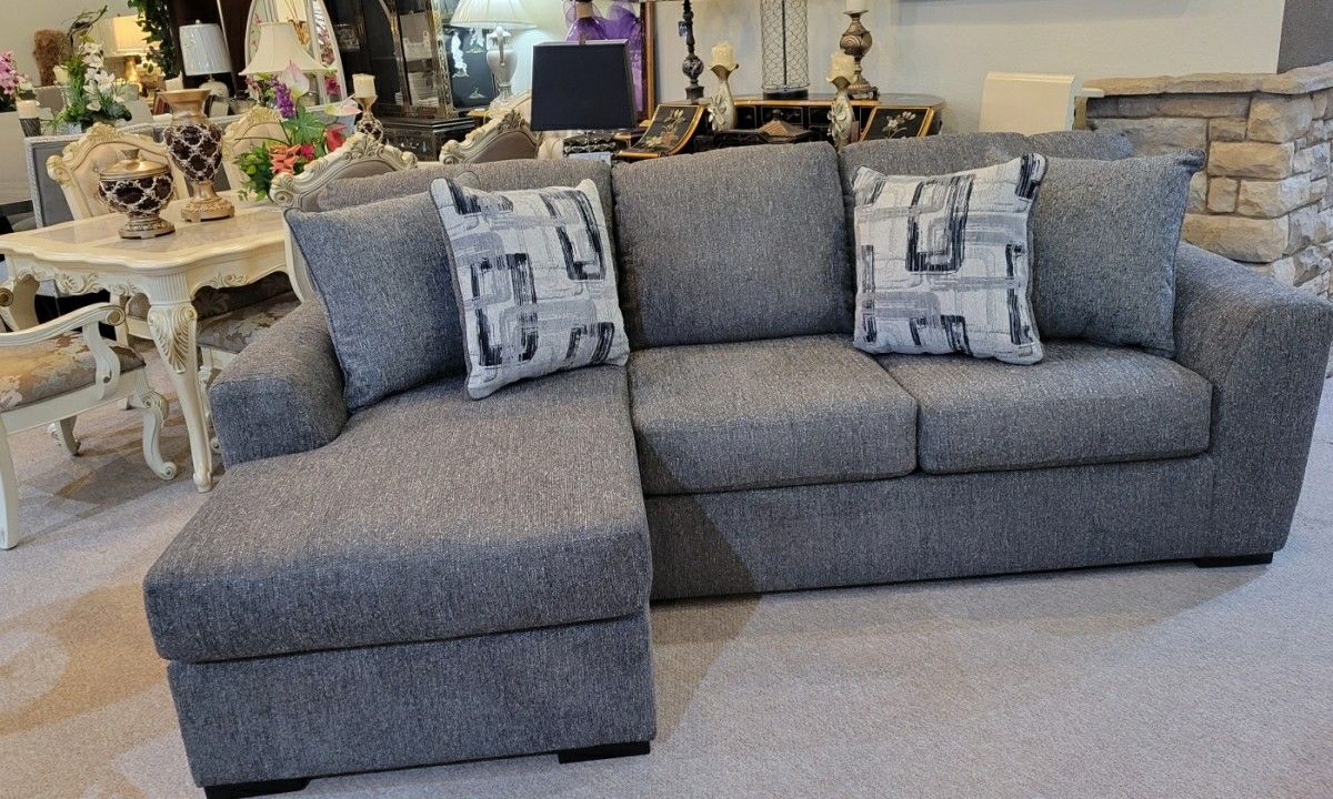 Gray Sectional (Reversable Sofa Chaise) New