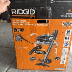 RIDGID 16 Gal. 6.5 Peak HP NXT Shop Vacuum Wet Dry Vac with Detachable Blower, Filter, Locking Hose and Accessories HD1600