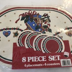 Vintage eight piece set for placemats and coasters. Christmas woolworth vintage collectibles 