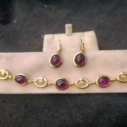 14K rose gold and oval amethyst Earrings 