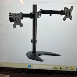 VIVO STAND-V002F Dual LED LCD Monitor FreeStanding Desk Stand for 2 Screens up to 27 Inch Heavy-Duty Fully Adjustable Arms with Max VESA 100x100mm NEW
