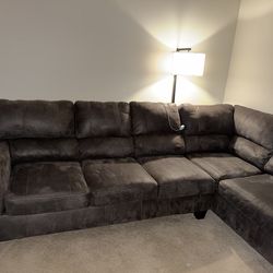 Gray suede sectional couch ***great condition
