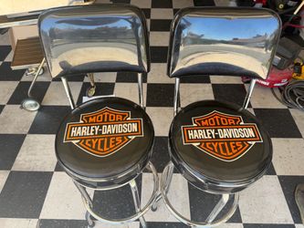 Set of 2 Harley-Davidson Bar Stools with Backrests (Bought at Costco)