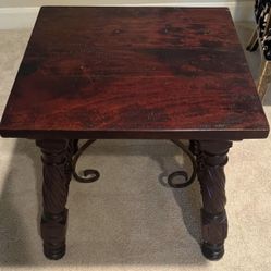 Solid wood end table w iron accents $20