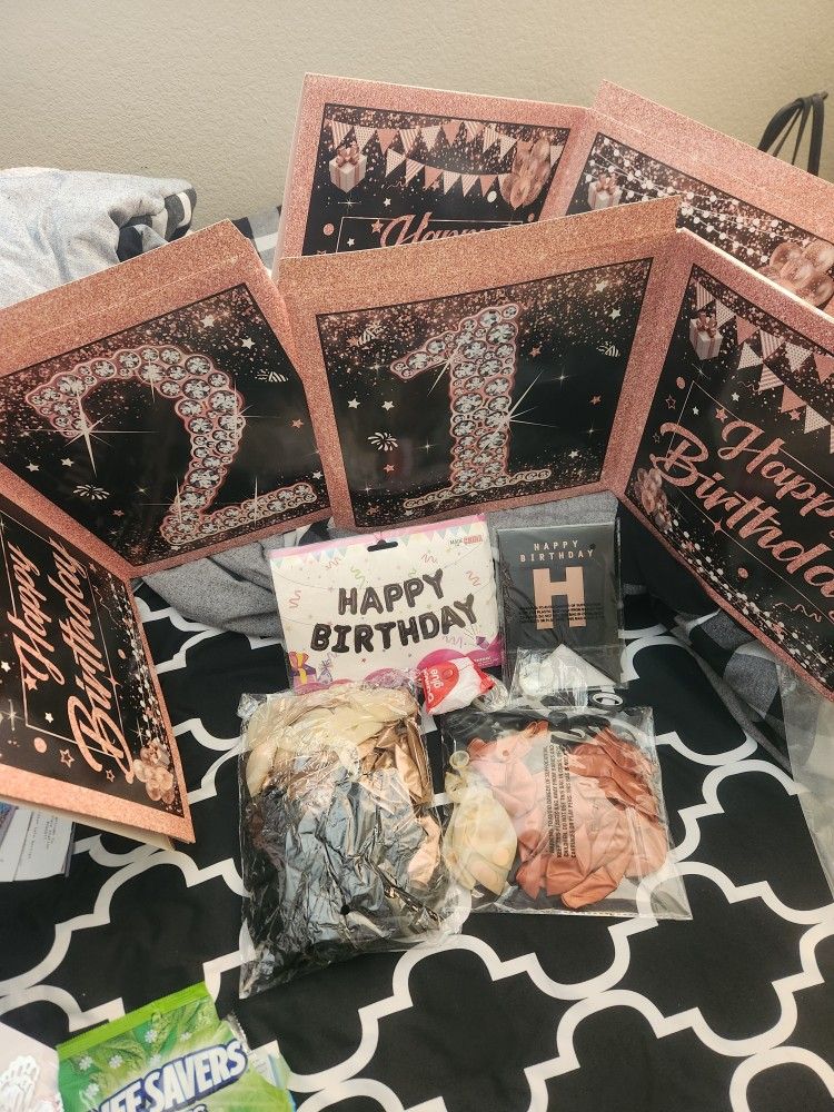 21 BIRTHDAY DECOR Blk/Rose Gold
