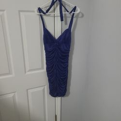 Blue Silky Bodycon Dress