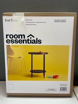 Wood and Metal Round Side Table Black - Room Essentials