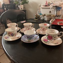 Teacups And Saucers $14.00 Each  Queens $18.00