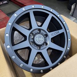 ICON REBOUND BLACK 18x9 6x139.7 +0 Wheels Finance Available Silverado Tahoe Sierra Tacoma Rims