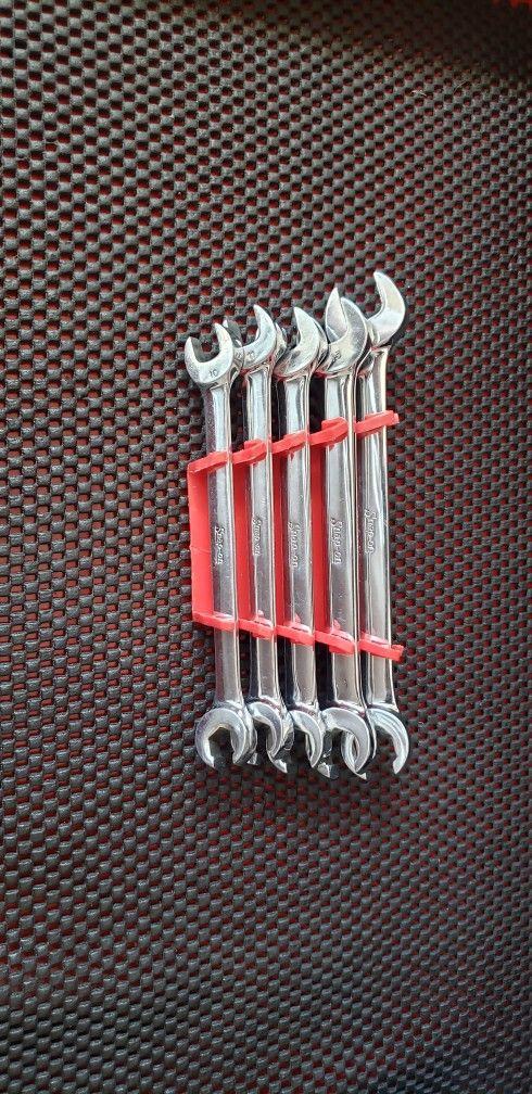 SNAP-ON TOOLS 5 - pc. 6 - Point Open / Flare Wrenchs. 10mm - 14mm (( FULL SET ))