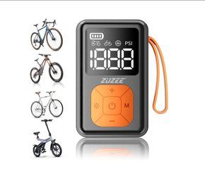 Mini Bike Pump, 150 PSI Portable Bicycle Pump with Gauge, 3X Faster & Auto Stop & Brushless Motor, Electric Bike Tire Pump with Presta and Schrader Va