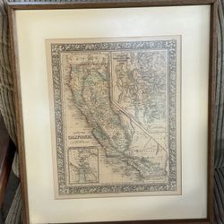 Original 1860 California Map – Augustus Mitchell – Framed