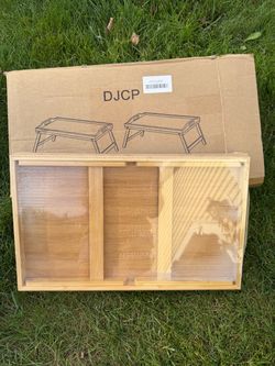 Set of 2 Bamboo Bed Tray Tables with Folding Legs