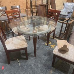 Ashley Furniture Glass Table, And Four Chairs