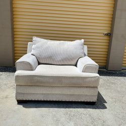 Oversize Accent Chair Light Grey & White ( Extra For Delivery)