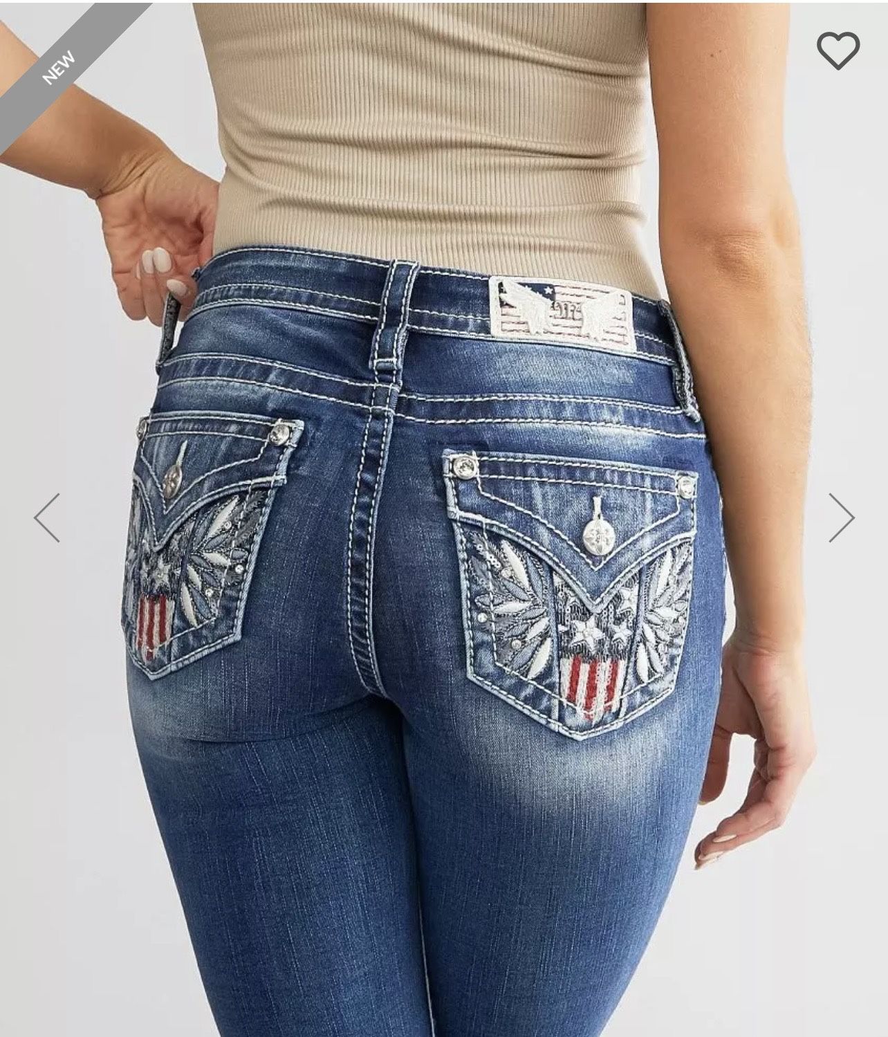 Miss Me Winged American Flag Mid-Rise Boot Cut Jeans, Size 28, NWT!