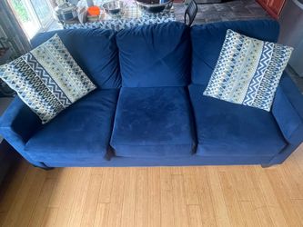 Blue Fabric 3-Seat Sofa