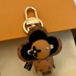 LV Sunflower Keychain Bag Charm Canvas Plush Chain Charm Gold Accessories Classic Models