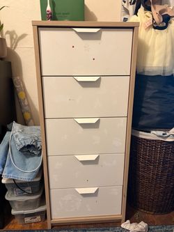 5-Drawer Tall Dresser with Wood Frame