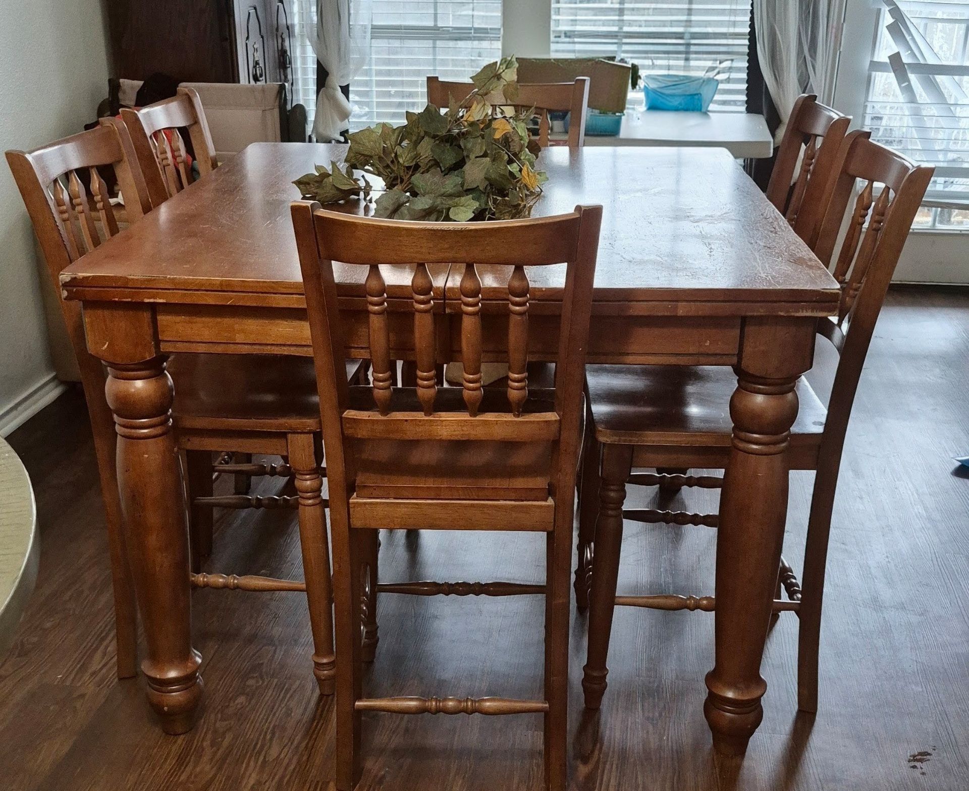 Large Solid Wood Counter-Height Dining Set (8 Chairs)