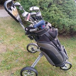 Golf Clubs Set With Golf Bag And Golf Cart