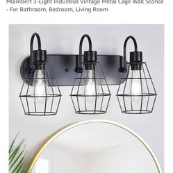 Mlambert 3-Light Industrial Vintage Metal Cage Wall Sconce 