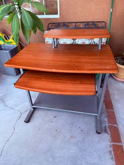 Wooden Multi 3 Tier Desk with Slideout  Keyboard Tray