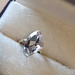 Sterling Silver Abstract Crystal Ring Women's Size 7